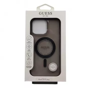Guess IML Rhinestones MagSafe Θήκη για iPhone 16 Pro Max (Μαύρο)