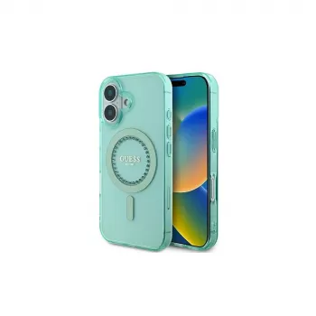 Guess GUHMP16SPFTDTEN iPhone 16 6,1 ίντσες Πράσινο Σκληρή Θήκη IML Rhinestones MagSafe