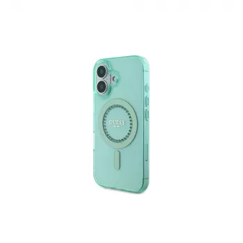 Guess GUHMP16SPFTDTEN iPhone 16 6,1 ίντσες Πράσινο Σκληρή Θήκη IML Rhinestones MagSafe