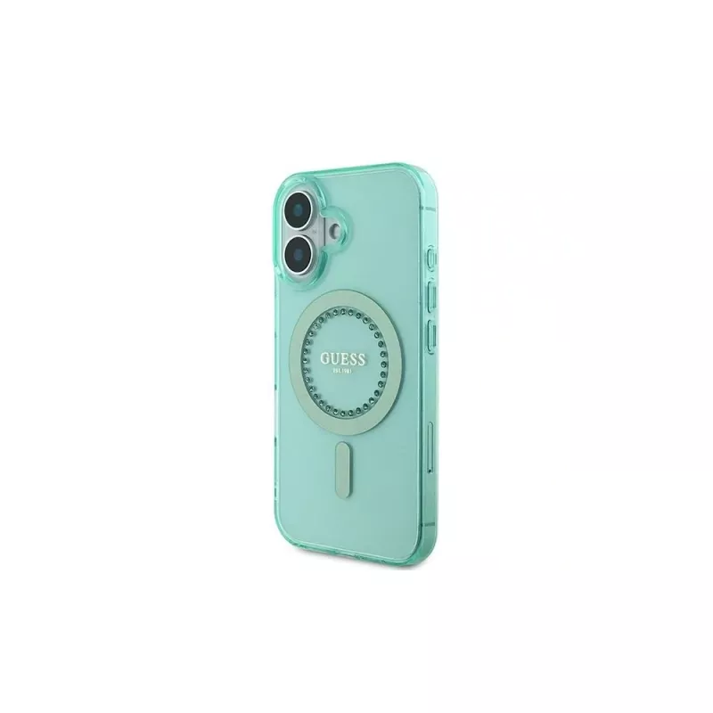 Guess IML Rhinestones MagSafe Θήκη για iPhone 16 Plus (Πράσινο)