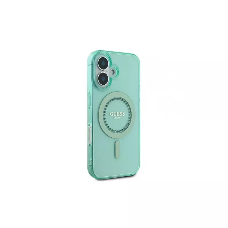 Guess IML Rhinestones MagSafe Θήκη για iPhone 16 Plus (Πράσινο)