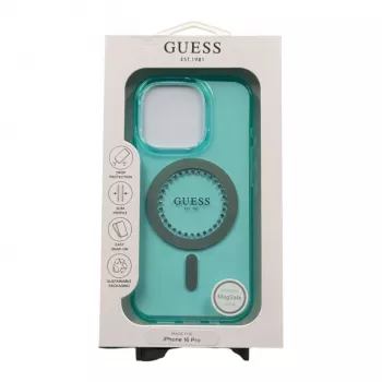Guess GUHMP16LPFTDTEN iPhone 16 Pro 6,3 ίντσες Σκληρή Θήκη IML Rhinestones MagSafe Πράσινο