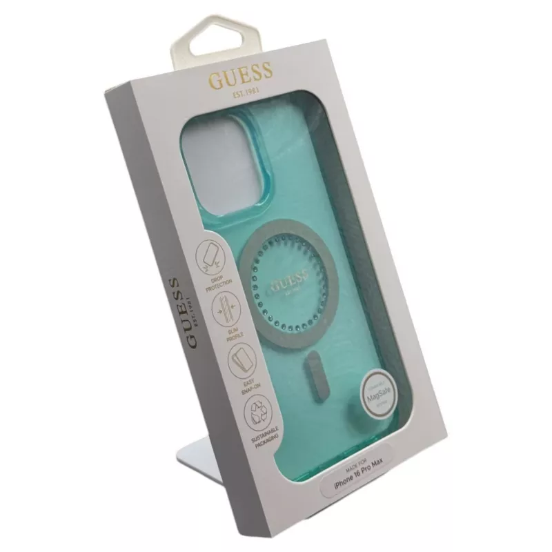 Guess IML Rhinestones MagSafe Θήκη για iPhone 16 Pro Max (Πράσινο)