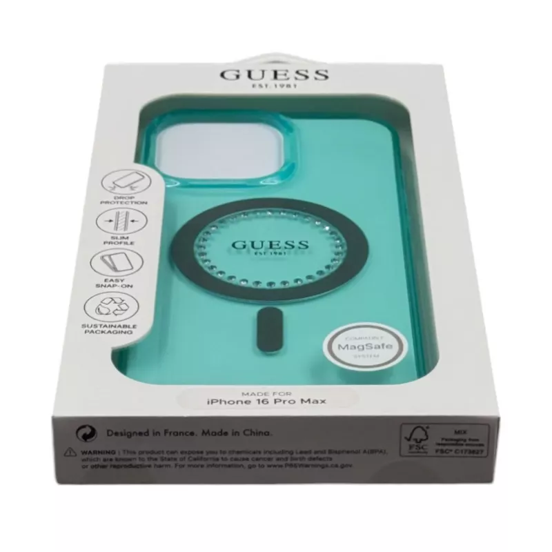 Guess IML Rhinestones MagSafe Θήκη για iPhone 16 Pro Max (Πράσινο)