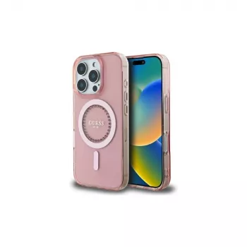 Guess GUHMP16LPFTDTEP Σκληρή Θήκη IML Rhinestones MagSafe για iPhone 16 Pro 6.3 Ροζ