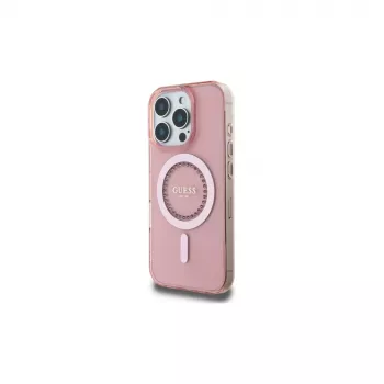 Guess GUHMP16LPFTDTEP Σκληρή Θήκη IML Rhinestones MagSafe για iPhone 16 Pro 6.3 Ροζ