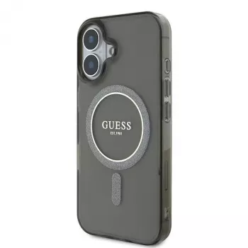 Guess GUHMP16MHFGEREK iPhone 16 Plus 6.7 Μαύρο Σκληρή Θήκη IML Glitter Circle MagSafe