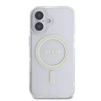 Guess GUHMP16SHFGERET iPhone 16 Διάφανη Σκληρή Θήκη IML Glitter Circle MagSafe