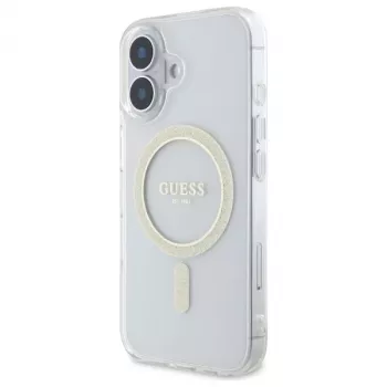 Guess GUHMP16MHFGERET iPhone 16 Plus 6,7 ίντσες Διάφανη Σκληρή Θήκη IML Glitter Circle MagSafe