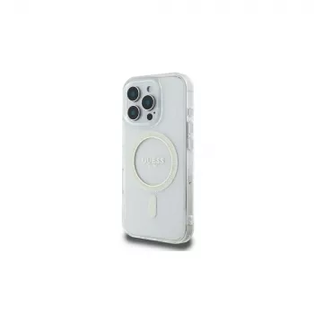 Guess GUHMP16LHFGERET iPhone 16 Pro 6,3 ίντσες Διάφανη Σκληρή Θήκη IML Glitter Circle MagSafe