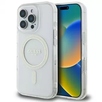 Guess Glitter Circle MagSafe Σκληρή Θήκη για Apple iPhone 16 Pro Max (6,9 ίντσες) - Διάφανο