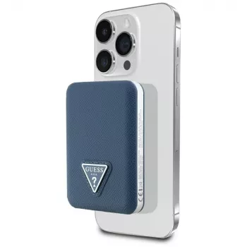 GUESS Grained Triangle Ασύρματο Power Bank 5000mAh 15W USB-C MagSafe Μπλε