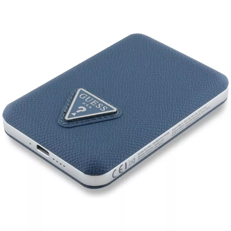 GUESS Grained Triangle Ασύρματο Power Bank 5000mAh 15W USB-C MagSafe Μπλε