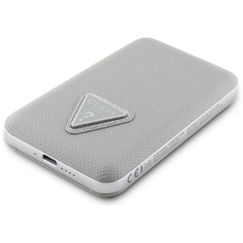 GUESS Grained Triangle Ασύρματο Power Bank 5000mAh 15W USB-C MagSafe Μπεζ