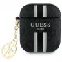 Guess GUA2P4RPSK AirPods 1/2 Θήκη Μαύρο 4G Printed Stripes Charm