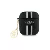 Guess GUA2P4RPSK AirPods 1/2 Θήκη Μαύρο 4G Printed Stripes Charm