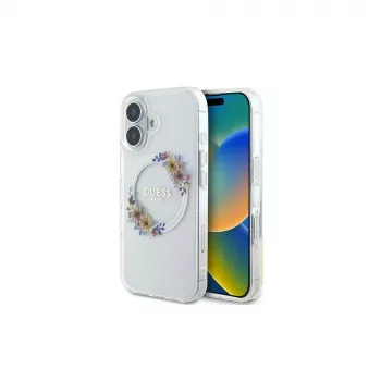 Guess GUHMP16MHFWFCT Θήκη iPhone 16 Plus 6,7 ιντσών Διάφανη Σκληρή IML Flowers Wreath MagSafe