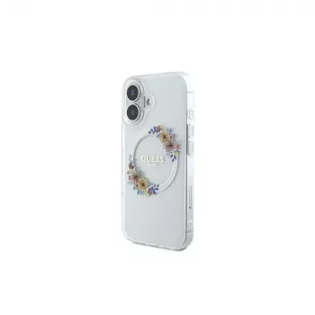 Guess GUHMP16MHFWFCT Θήκη iPhone 16 Plus 6,7 ιντσών Διάφανη Σκληρή IML Flowers Wreath MagSafe