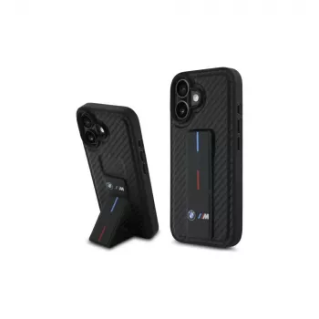 BMW BMHCP16SGSPCCK M Grip Stand Smooth and Carbon Θήκη Hard Case για iPhone 16 6,1 – Μαύρο