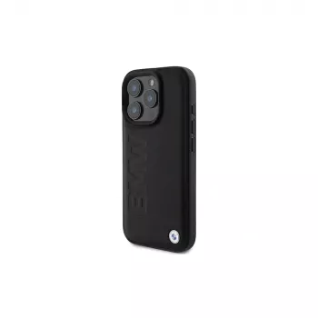 BMW Signature Collection Σκληρή θήκη για Apple iPhone 16 Pro Max 6,9 ιντσών Γνήσιο Δέρμα Μαύρο Hot Stamp MagSafe