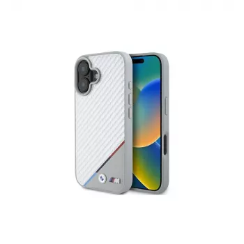 BMW M Carbon Tricolor Line Σκληρή θήκη για iPhone 16 6,1 ιντσών - Γκρι MagSafe