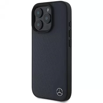 Mercedes-Benz MEHMP16X23RBGVV iPhone 16 Pro Max 6,9 ιντσών Μπλε Σκληρή θήκη με Δερματίνη Ξύλου MB και MagSafe