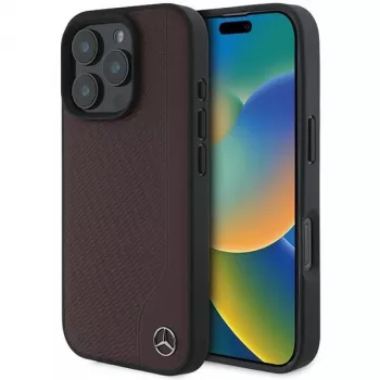 Mercedes-Benz MEHMP16L23RBGVR iPhone 16 Pro 6,3 ιντσών Σκληρή θήκη Δερματίνη Ξύλου Κόκκινο MagSafe