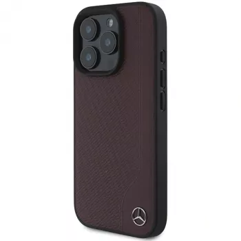 Mercedes-Benz MEHMP16L23RBGVR iPhone 16 Pro 6,3 ιντσών Σκληρή θήκη Δερματίνη Ξύλου Κόκκινο MagSafe