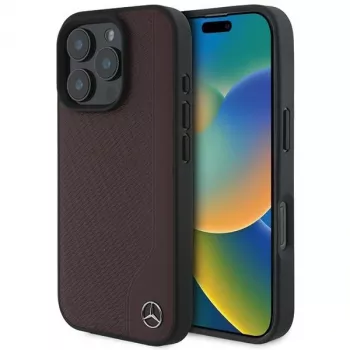 MERCEDES-BENZ Σκληρή θήκη Δερματίνη Ξύλου για Apple iPhone 16 Pro Max 6,9 ιντσών Κόκκινο MagSafe
