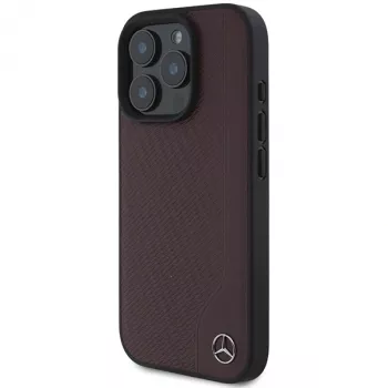 MERCEDES-BENZ Σκληρή θήκη Δερματίνη Ξύλου για Apple iPhone 16 Pro Max 6,9 ιντσών Κόκκινο MagSafe
