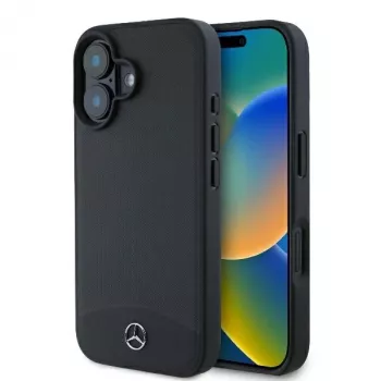 Mercedes-Benz MEHMP16S23RBARK iPhone 16 6,1 ιντσών Μαύρη Σκληρή θήκη από Δέρμα με Υφή και Λείο με MagSafe
