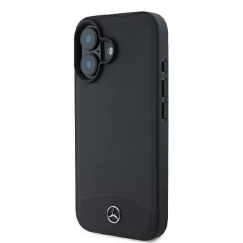 Mercedes-Benz MEHMP16S23RBARK iPhone 16 6,1 ιντσών Μαύρη Σκληρή θήκη από Δέρμα με Υφή και Λείο με MagSafe