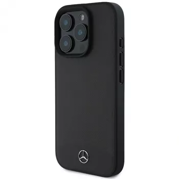Mercedes-Benz MEHMP16X23RBARK iPhone 16 Pro Max 6,9 ιντσών Μαύρη Σκληρή θήκη Δέρμα με Υφή και Λείο MagSafe