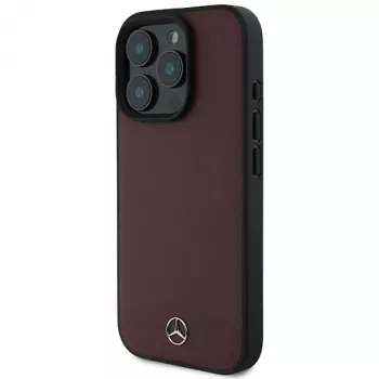 Mercedes-Benz MEHMP16L23RBARR Σκληρή θήκη για iPhone 16 Pro 6,3 ιντσών Κόκκινο Δέρμα με Υφή και Λείο MagSafe
