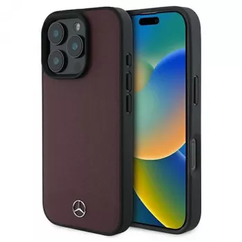 Mercedes-Benz MEHMP16X23RBARR Σκληρή θήκη για Apple iPhone 16 Pro Max 6,9 ιντσών Κόκκινο Δέρμα με Υφή και Λείο MagSafe