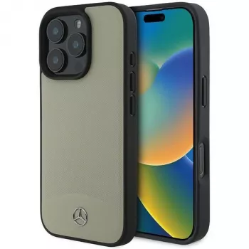 Mercedes-Benz MEHMP16X23RBARE iPhone 16 Pro Max 6,9 ιντσών Μπεζ Σκληρή θήκη MB Δέρμα με Υφή και Λείο MagSafe