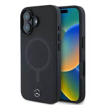 Mercedes-Benz MEHMP16M23RCMK iPhone 16 Plus 6,7 ιντσών Μαύρη Σκληρή θήκη Λείο Δέρμα MagSafe