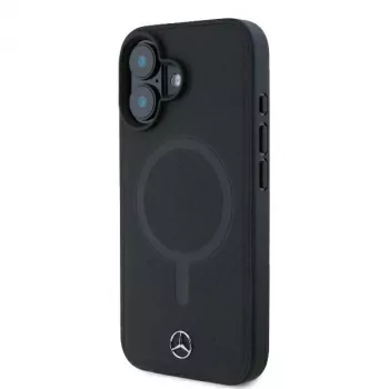 Mercedes-Benz MEHMP16M23RCMK iPhone 16 Plus 6,7 ιντσών Μαύρη Σκληρή θήκη Λείο Δέρμα MagSafe
