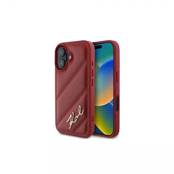 Karl Lagerfeld Quilted Signature Θήκη για iPhone 16, Κόκκινο