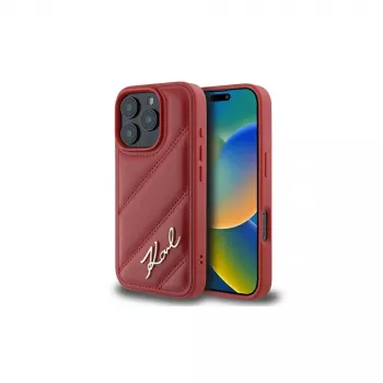 Karl Lagerfeld Quilted Signature Θήκη για Apple iPhone 16 Pro (Κόκκινο)