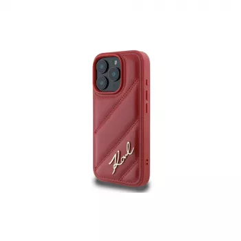 Karl Lagerfeld Quilted Signature Θήκη για Apple iPhone 16 Pro (Κόκκινο)