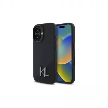 Karl Lagerfeld Shadow Metal Initial Σκληρή θήκη για Apple iPhone 16 6,1 ιντσών - Μαύρο