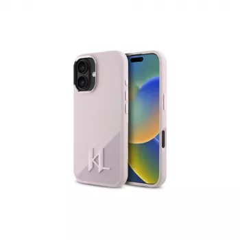 Karl Lagerfeld Shadow Metal Initial MagSafe Σκληρή θήκη για Apple iPhone 16 6,1 ιντσών - Ροζ