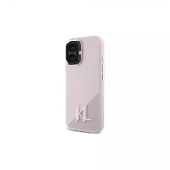 Karl Lagerfeld Shadow Metal Initial MagSafe Σκληρή θήκη για Apple iPhone 16 6,1 ιντσών - Ροζ