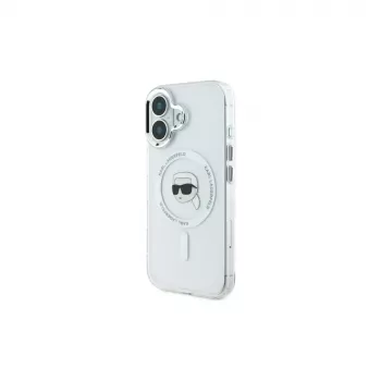 Karl Lagerfeld IML Metal Karl Head MagSafe Σκληρή θήκη για iPhone 16 Plus 6,7 ιντσών Λευκό