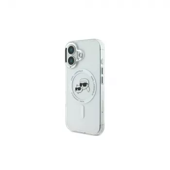 Karl Lagerfeld KLHMP16MHLSKCH iPhone 16 Plus 6.7 Σκληρή θήκη IML Metal Karl & Choupette Head MagSafe Λευκό