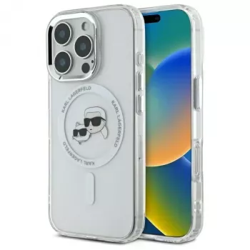 Karl Lagerfeld KLHMP16XHLSKCH Σκληρή θήκη IML Metal Karl & Choupette Head MagSafe για Apple iPhone 16 Pro Max 6,9 ιντσών Λευκό
