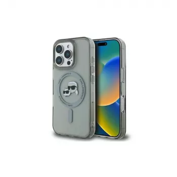 Karl Lagerfeld KLHMP16LHLSKCK iPhone 16 Pro 6,3 ιντσών Μαύρο Σκληρή θήκη IML Metal Karl & Choupette Head MagSafe