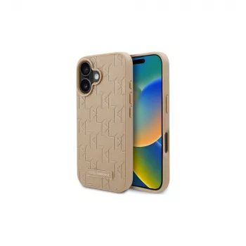 Karl Lagerfeld KLHMP16SPKHPORPE Σκληρή θήκη για iPhone 16 6,1 ιντσών Μπεζ Hot Stamp MagSafe