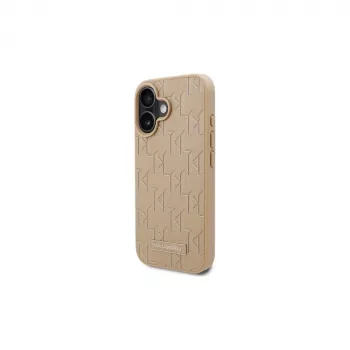 Karl Lagerfeld KLHMP16SPKHPORPE Σκληρή θήκη για iPhone 16 6,1 ιντσών Μπεζ Hot Stamp MagSafe